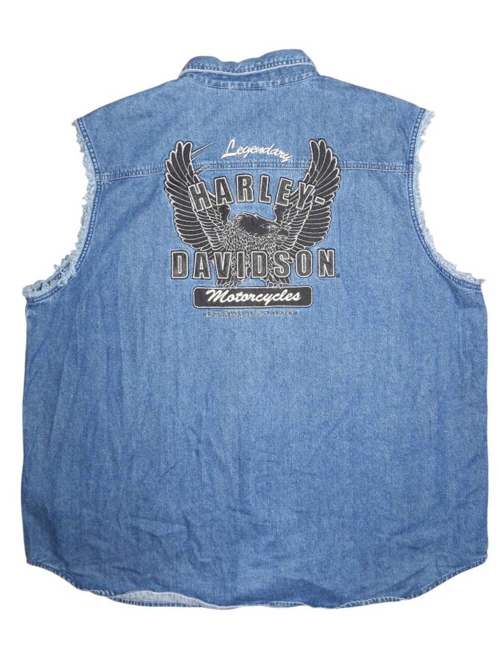 Vintage Harley-Davidson Legendary Denim Snaps Sleeveless Work Shirt Men's 3XL